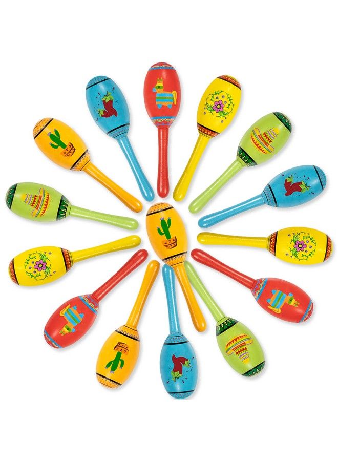 15Pcs Mexican Fiesta Party Favors Mini Wooden Maracas For Kids Mexican Fiesta Themed Birthday Baby Shower Cinco De Mayo Taco Tuesday Party Pinata Goodie Bag Stuffers Class Valentines Exchange Gifts