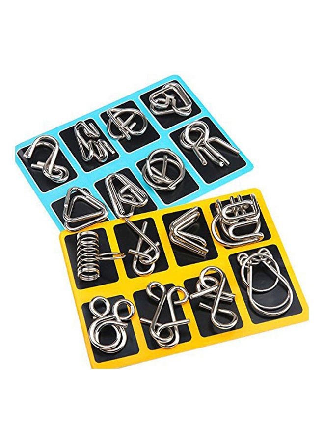 16 Pieces IQ Test Mind Game Toys Brain Teaser Metal Wire Puzzles Magic Trick Toy Puzzle for Kids and Adults