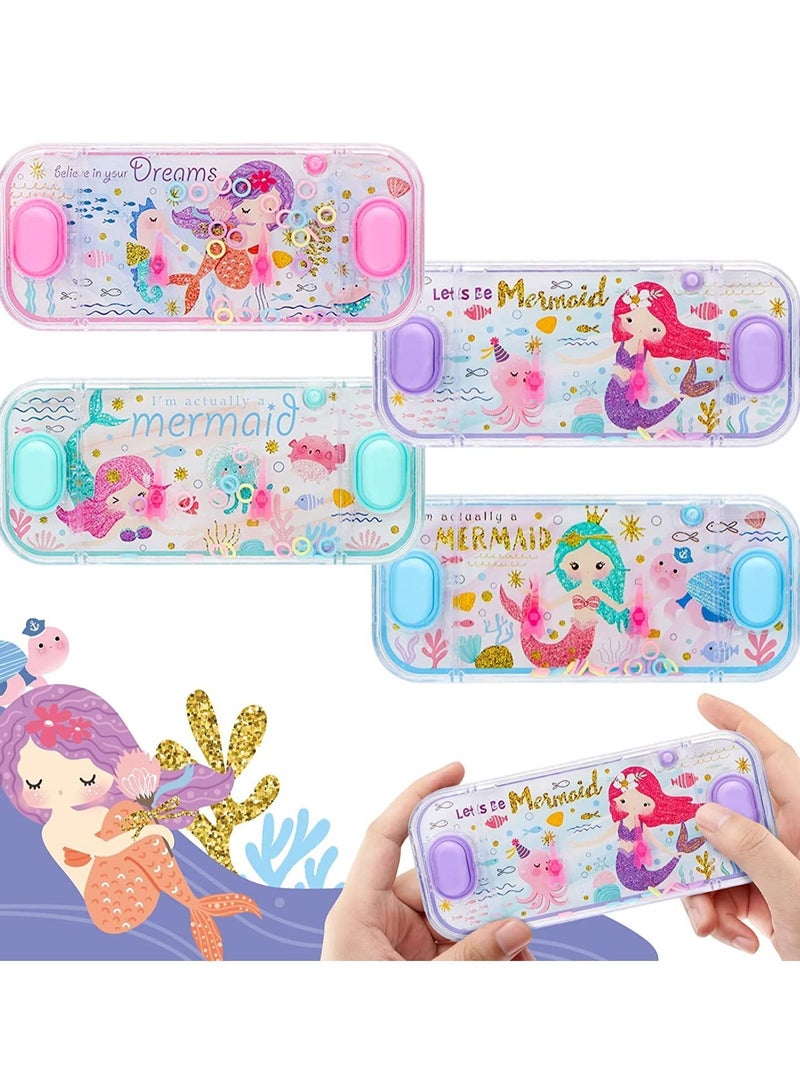 Handheld Water Games, Mermaid Theme Toss Ring Game Aqua Toy for Kids 4 Packs