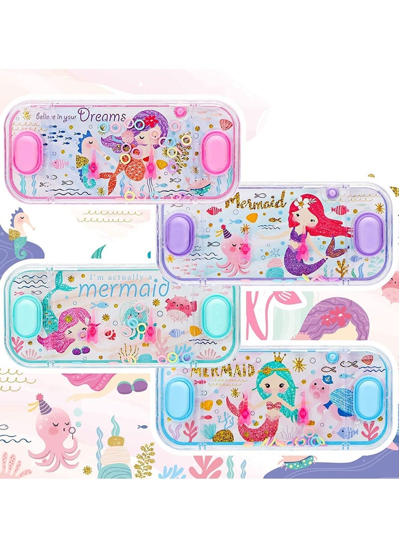 Handheld Water Games, Mermaid Theme Toss Ring Game Aqua Toy for Kids 4 Packs