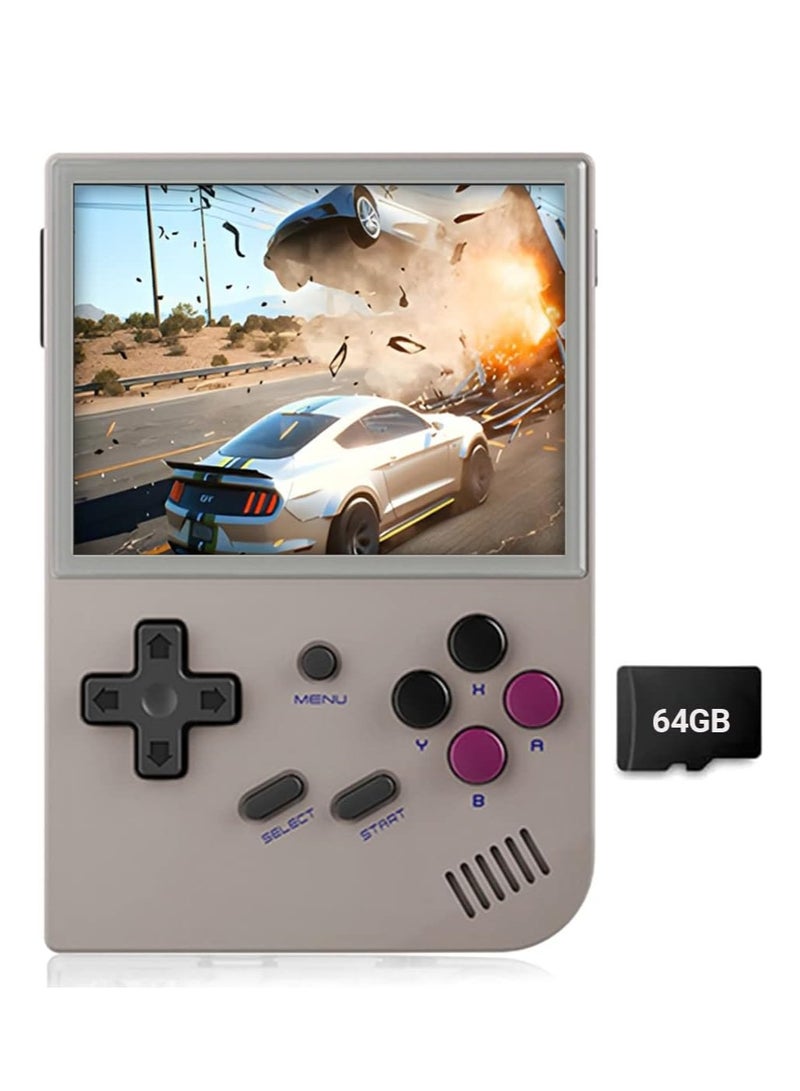 RG35XX Handheld Game Console, 3.5 Inch IPS Screen Linux System Retro Video Games Consoles, Portable Pocket Video Player with 5000+ Games (Grey, 64GB)