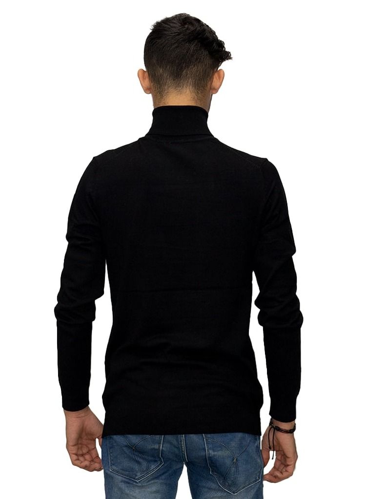 Men's plain black High Neck sweater