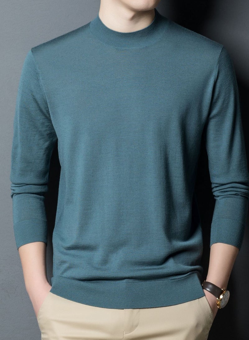 Men's Winter Fashion Simple Solid Color Crew-neck Sweater