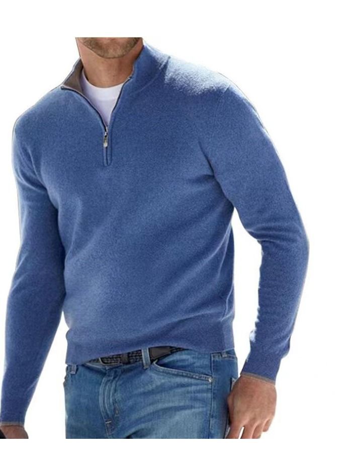 Fall Long Sleeved V-Neck  Zipper Men's Casual Sweater