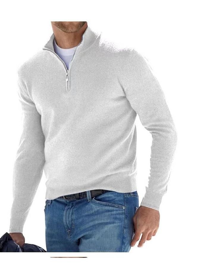 Fall Long Sleeved V-Neck  Zipper Men's Casual Sweater