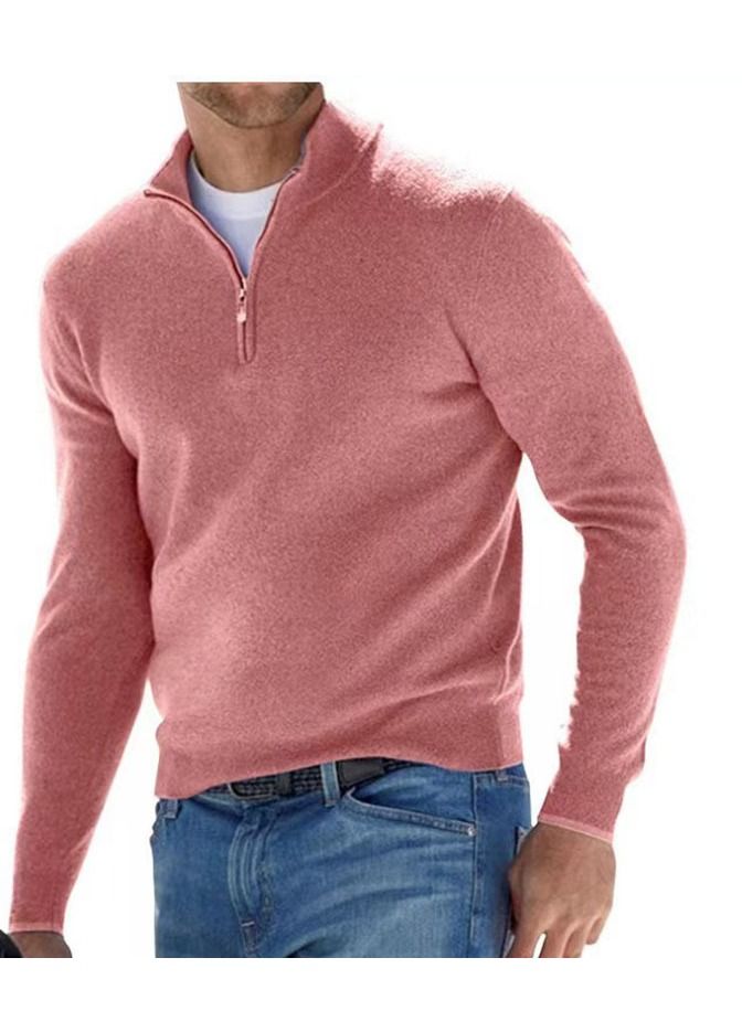 Fall Long Sleeved V-Neck  Zipper Men's Casual Sweater