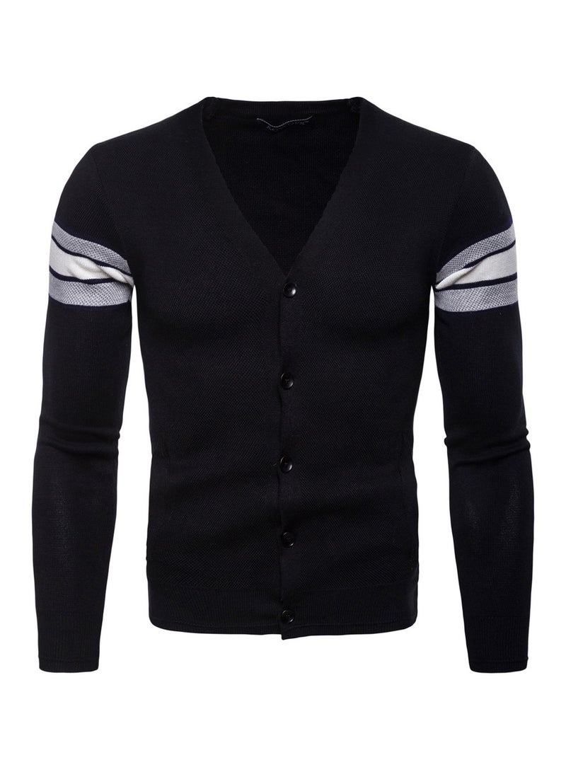 Slim Fit Long Sleeve Cardigan Black/Grey/White