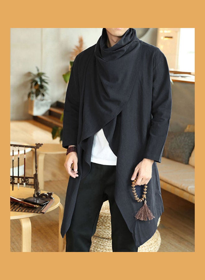 Asymatric Wrap Detail Cardigan Black