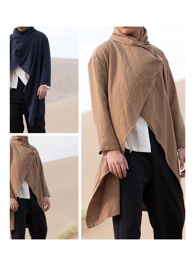 Asymatric Wrap Detail Cardigan Coffee