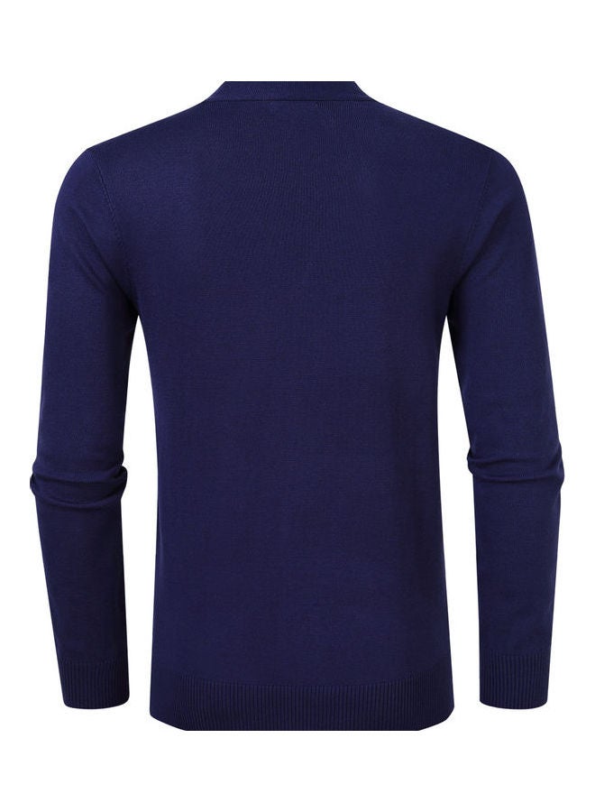 Casual Knitted Button Down Cardigan Blue