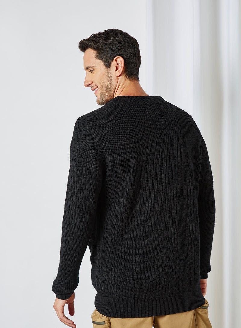 Zip Through Cardigan Black