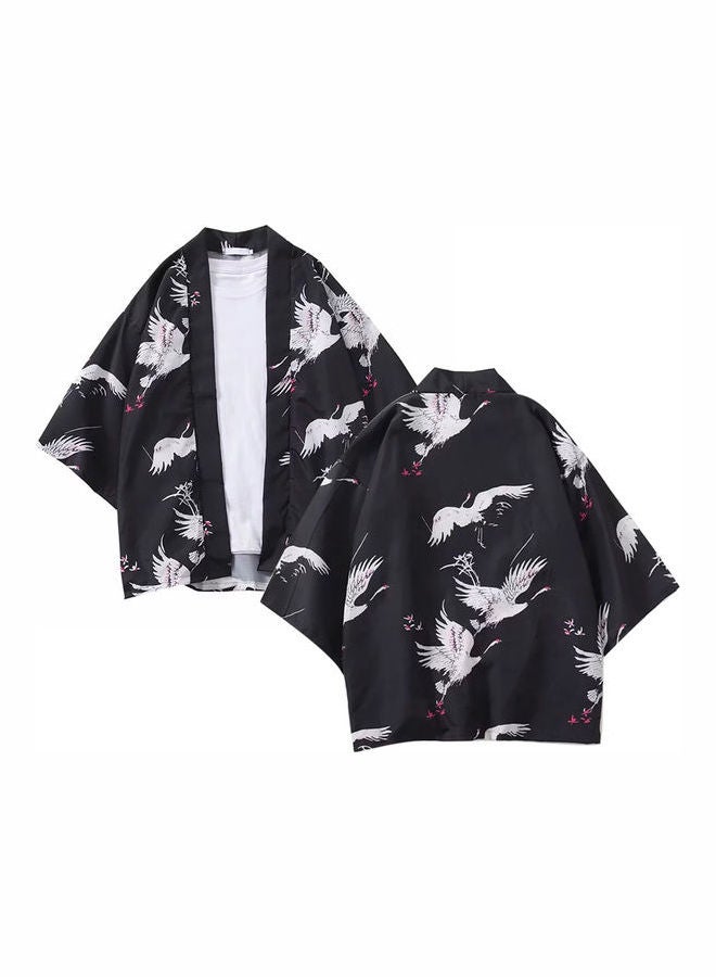 Casual Men Flying Sleeve Kimono Cardigan Yukata Coat Shirt Black