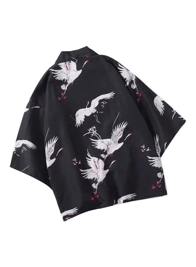 Casual Men Flying Sleeve Kimono Cardigan Yukata Coat Shirt Black