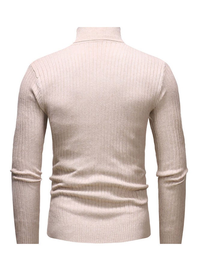 Autumn Winter Solid Colour Casual Sweater Top Beige