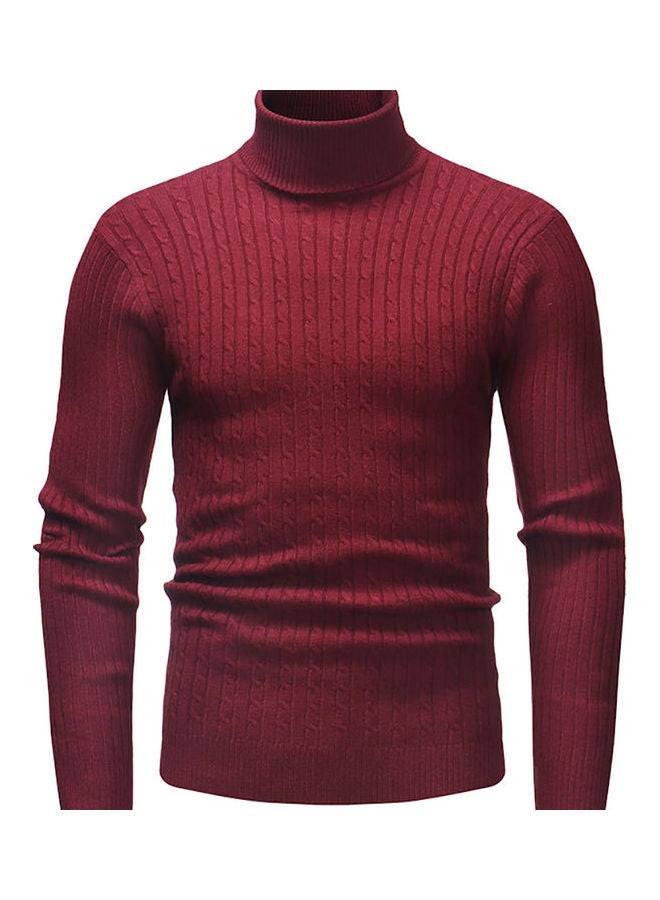 Autumn Winter Solid Colour Casual Sweater Top Red