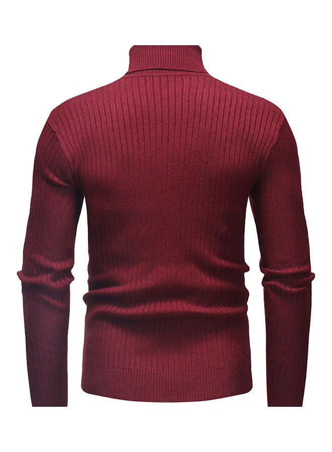 Autumn Winter Solid Colour Casual Sweater Top Red