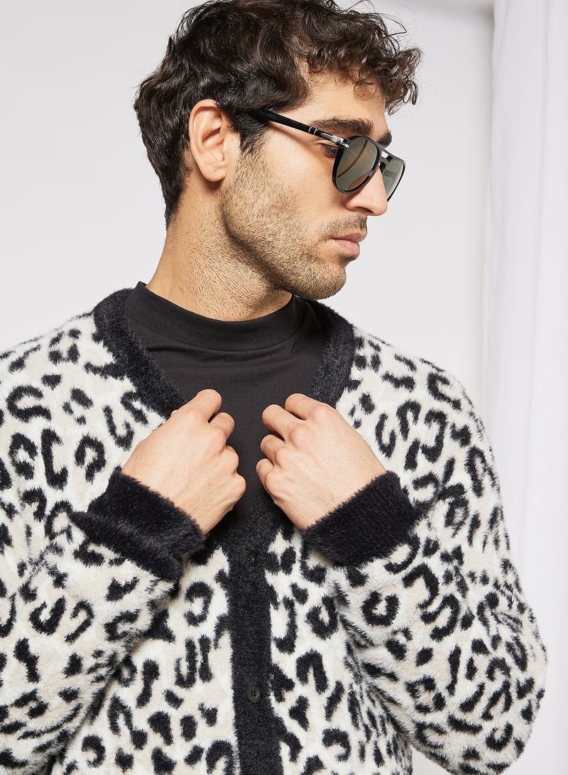 Snow Leopard Cardigan White/Black