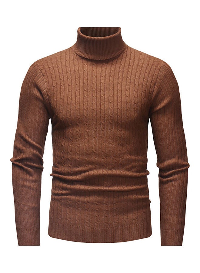 Autumn Winter Solid Colour Casual Sweater Top Camel