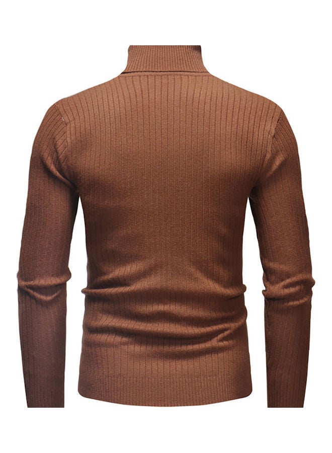 Autumn Winter Solid Colour Casual Sweater Top Camel