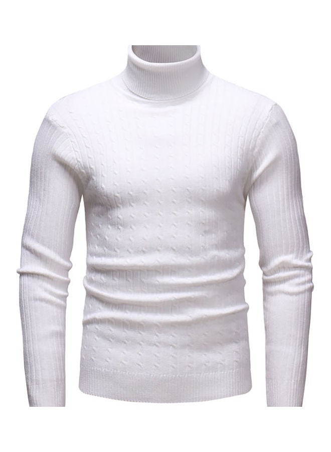 Autumn Winter Casual Long Sleeved Turtleneck Sweater Top white