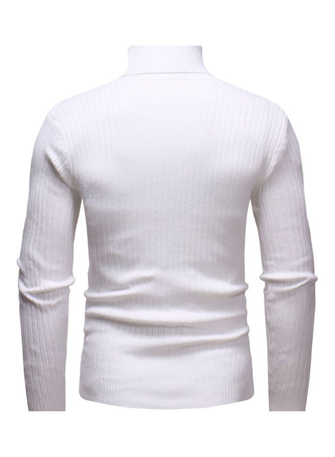 Autumn Winter Casual Long Sleeved Turtleneck Sweater Top white