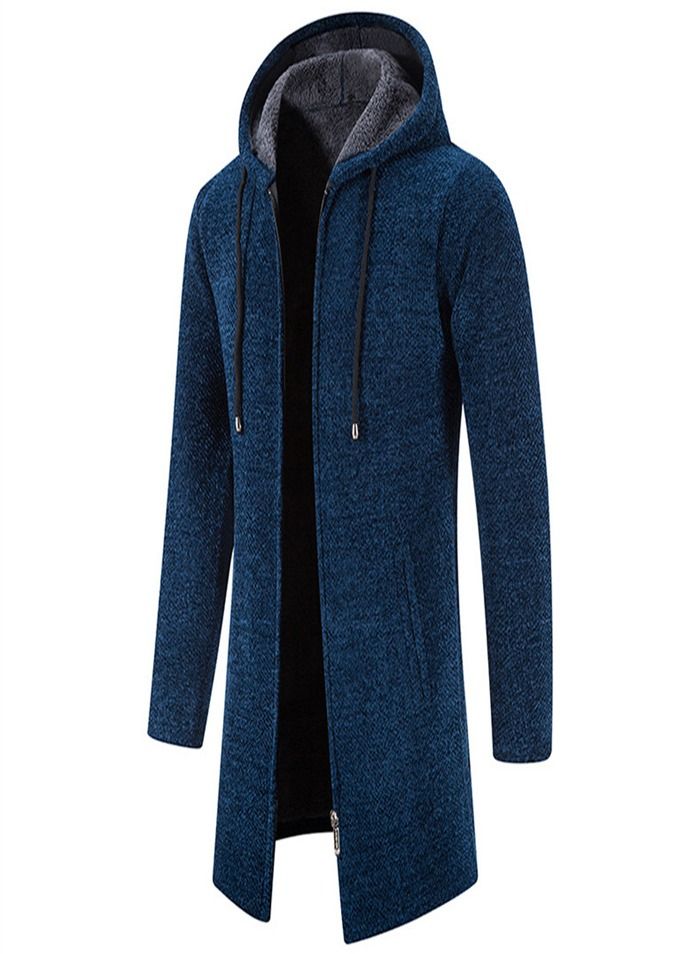 Men's Plush Trend Cardigan Chenille Jacket Blue