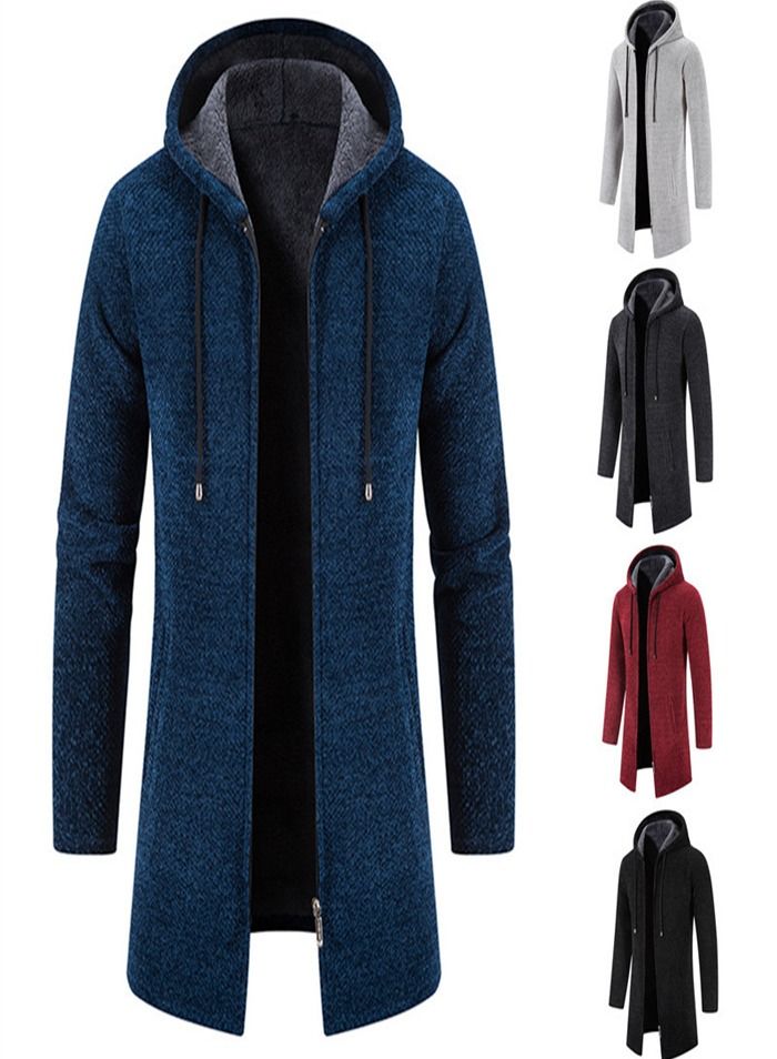 Men's Plush Trend Cardigan Chenille Jacket Blue