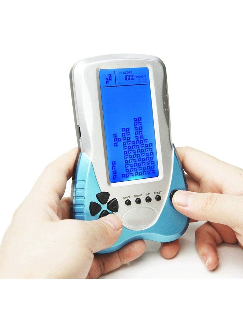 New Brick Game Console Large Screen Blue Backlight Brightness Can Be Adjusted Build in 23 Compatible with Lithium Battery and AAA Batteries can Plug Headphone