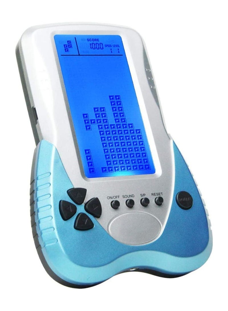New Brick Game Console Large Screen Blue Backlight Brightness Can Be Adjusted Build in 23 Compatible with Lithium Battery and AAA Batteries can Plug Headphone