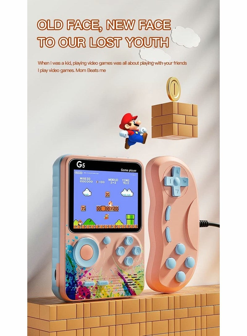 G5 Retro 3 inch Handheld Game Console Built-in 500 Classical FC Games Support for Connecting TV & Two Players (Blue)