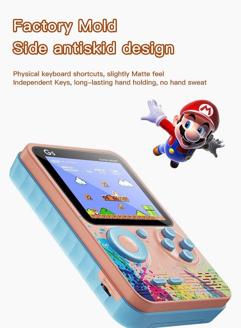 G5 Retro 3 inch Handheld Game Console Built-in 500 Classical FC Games Support for Connecting TV & Two Players (Blue)