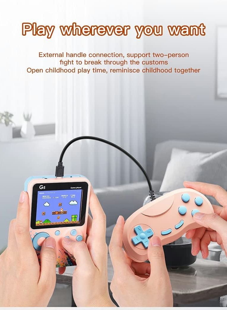 G5 Retro 3 inch Handheld Game Console Built-in 500 Classical FC Games Support for Connecting TV & Two Players (Blue)