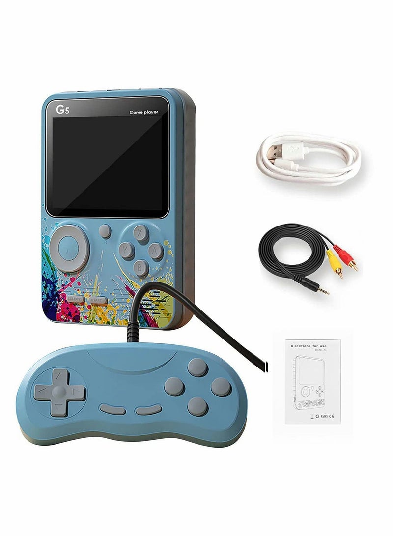 G5 Retro 3 inch Handheld Game Console Built-in 500 Classical FC Games Support for Connecting TV & Two Players (Blue)