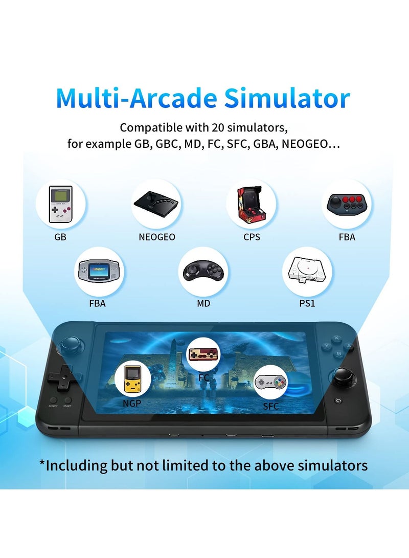 Retro Handheld Game Console - 7.0-inch HD Screen, TV Output Player Classic Console, Pre-Installed System, Built-in Rechargeable Battery (64GB, Black)