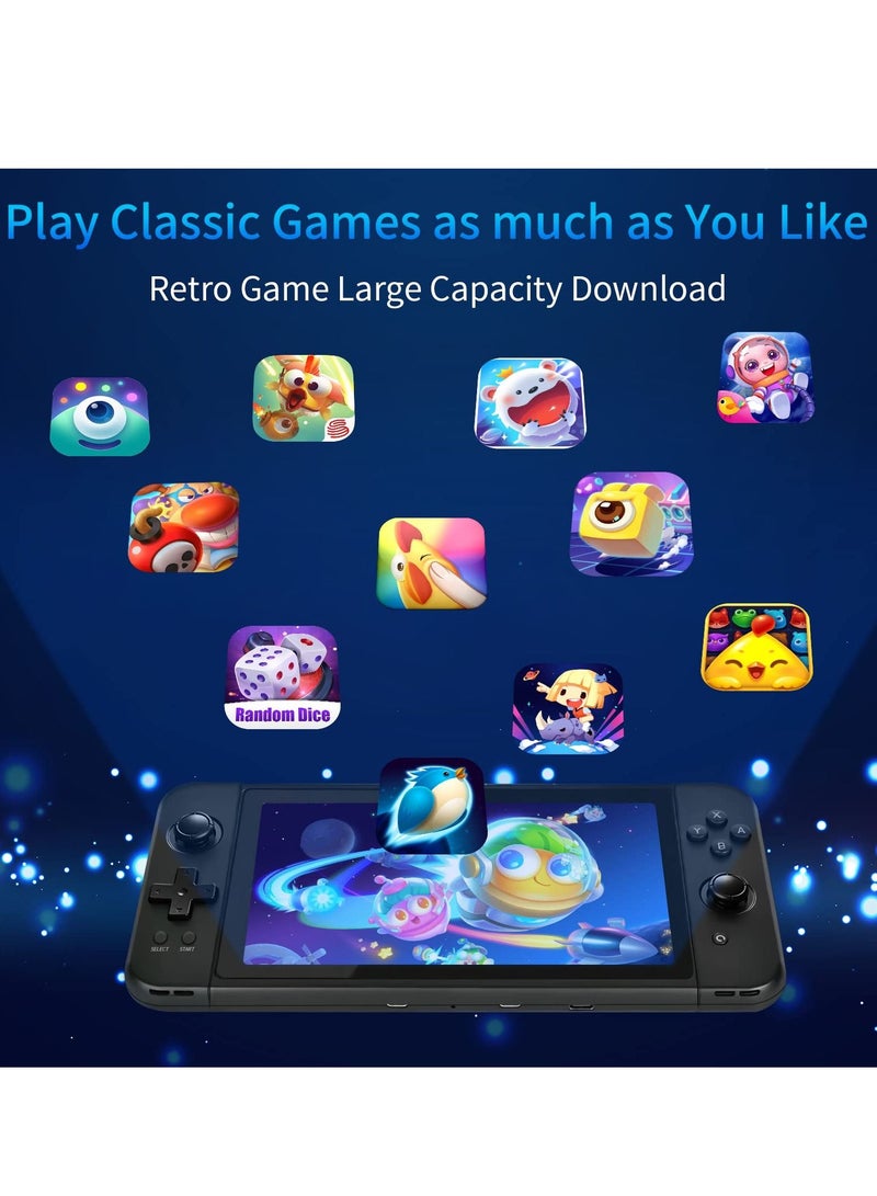 Retro Handheld Game Console - 7.0-inch HD Screen, TV Output Player Classic Console, Pre-Installed System, Built-in Rechargeable Battery (64GB, Black)