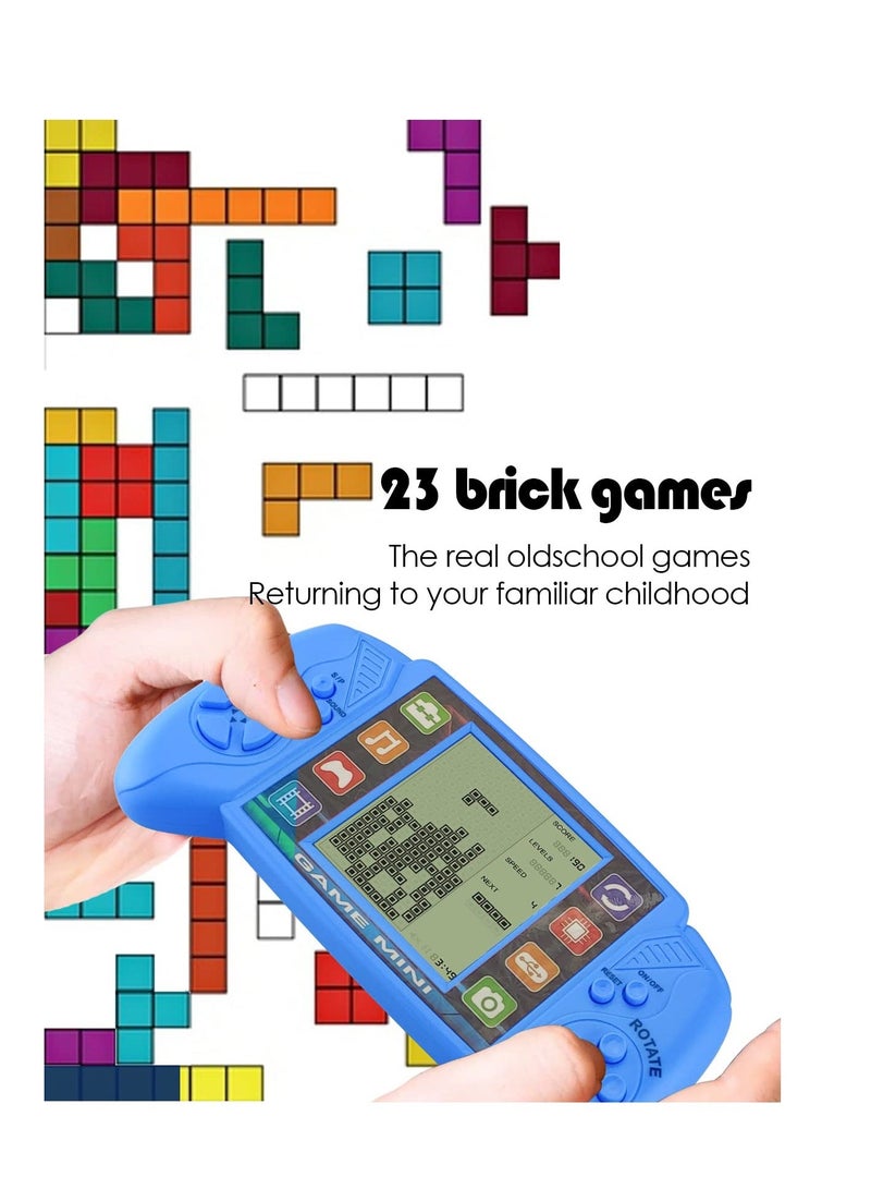 Brick Game Console, Built in 23 Puzzle Games,3.5in LCD Mini Portable Player,Classic Brick, Tank, Breaker, Racing