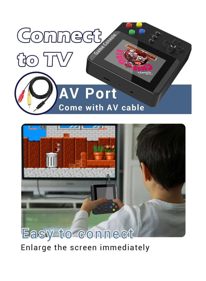 Handheld Game Console, Retro Mini Console with 500 Classic Games, Rechargeable Battery, Portable Games Controller, Support for 2 Players & TV, Ideal Gift Kids, Friend, Lover (Black)