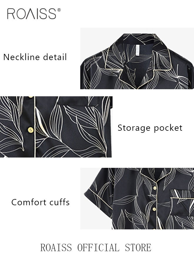 Men 3 Piece Loungewear Set   Short Sleeves Shorts & Long Pants   Ice Silk Pajamas Loose & Comfortable Skin Friendly Fabric