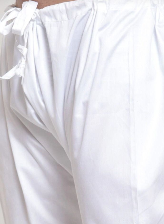 Men White Solid Relaxed Fit Pure Organic Khadi Cotton Pyjama