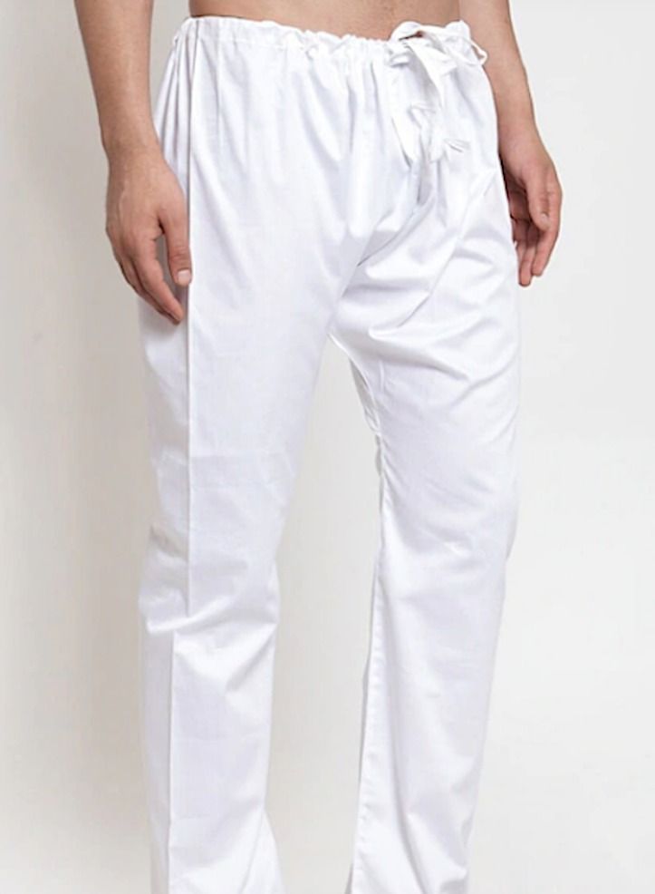 Men White Solid Relaxed Fit Pure Organic Khadi Cotton Pyjama