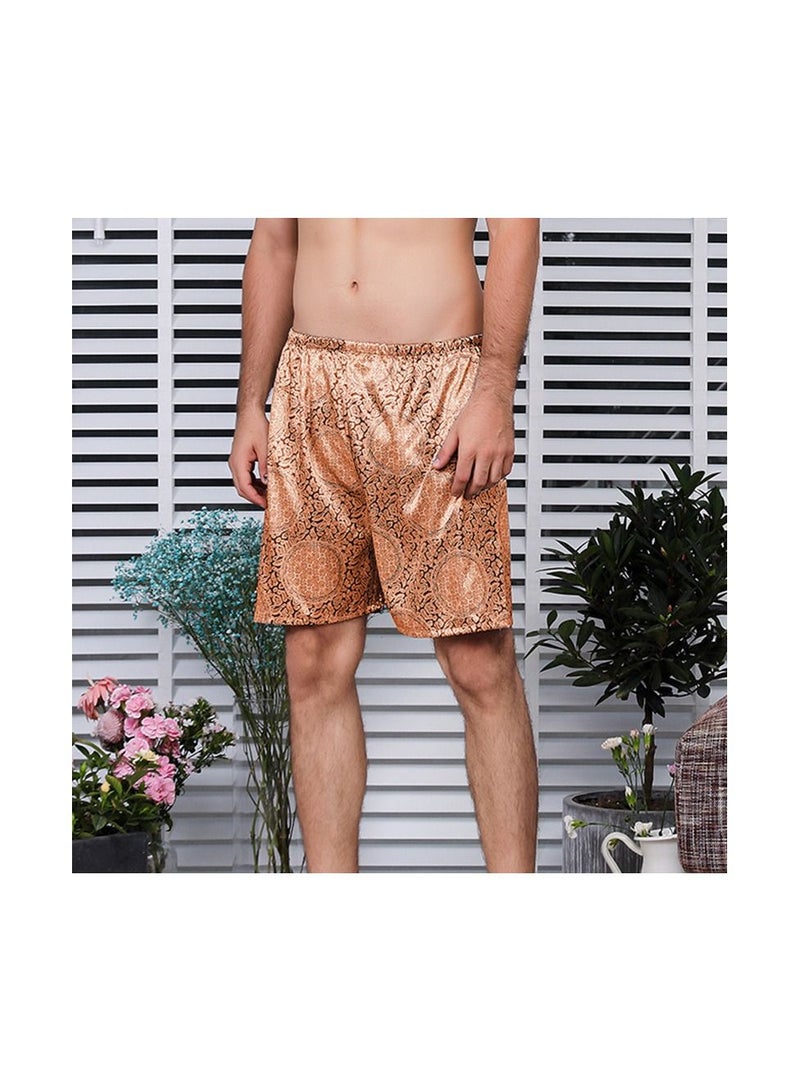 Printed Silk Pyjama Shorts Gold