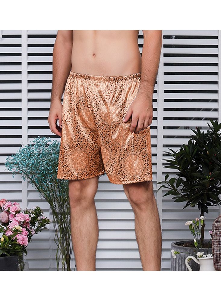 Printed Silk Pyjama Shorts Gold