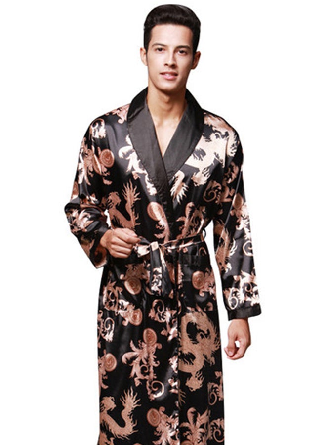 Allover Print Robe Black