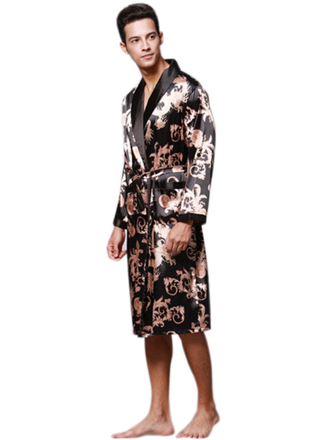 Allover Print Robe Black