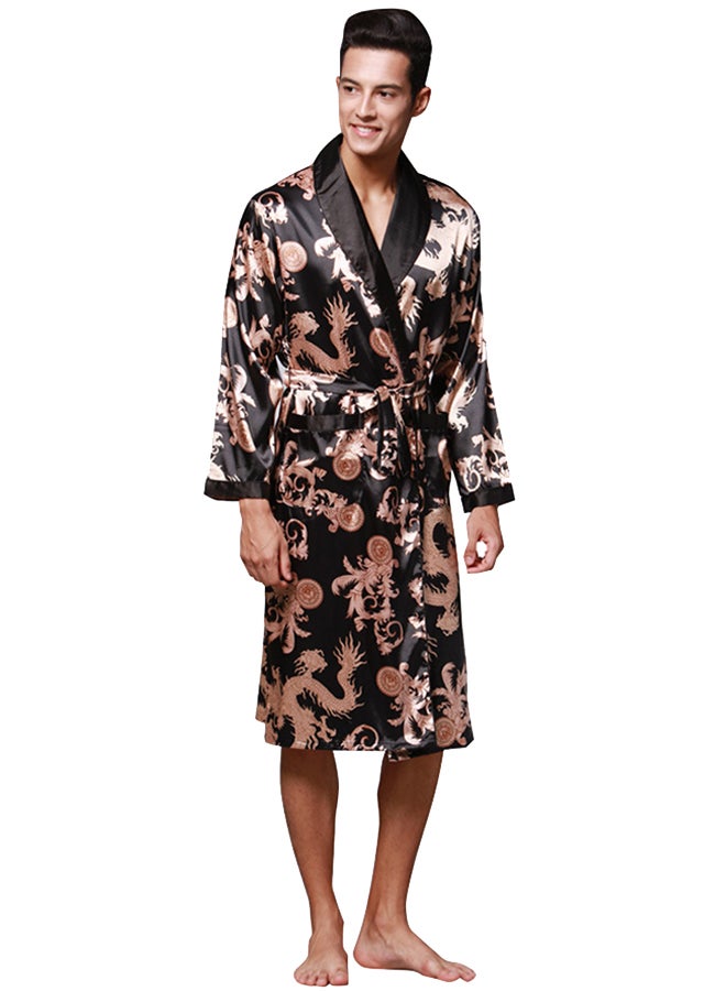 Allover Print Robe Black