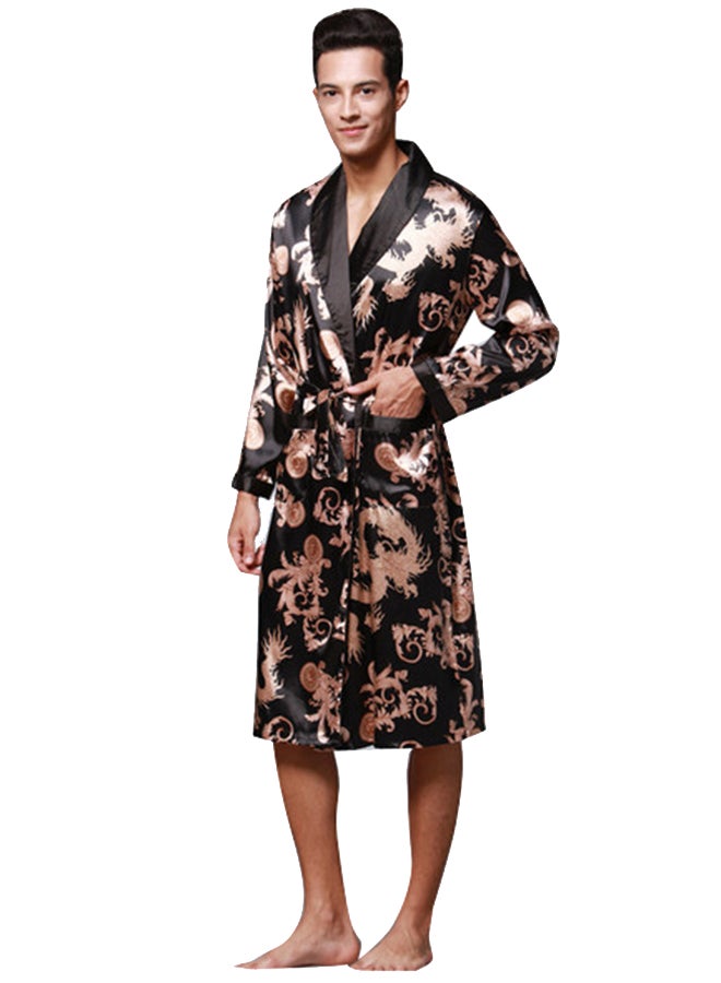 Allover Print Robe Black