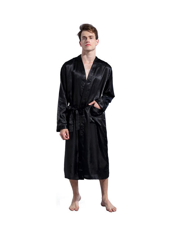 Solid Belted Robe Black