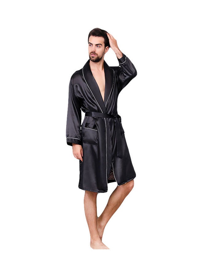 Long Sleeves Casual Robe Black