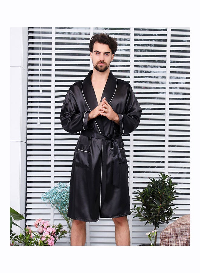 Long Sleeves Casual Robe Black