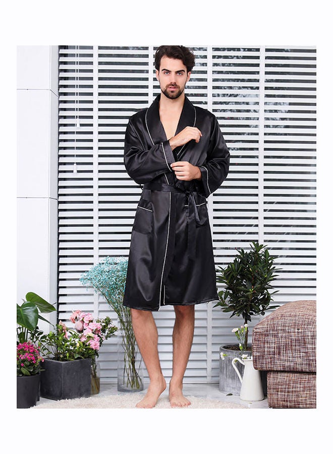 Long Sleeves Casual Robe Black